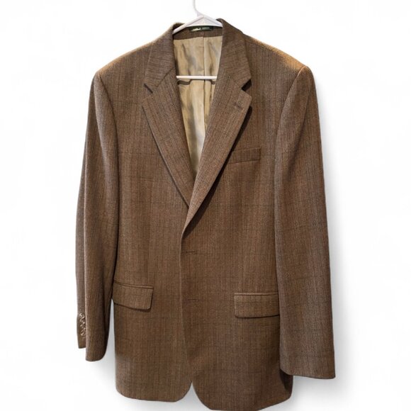 Ralph Lauren LRL Tan Rust 100% Wool Blazer Sport Coat Mens Size 42XL Herringbone - Picture 1 of 9